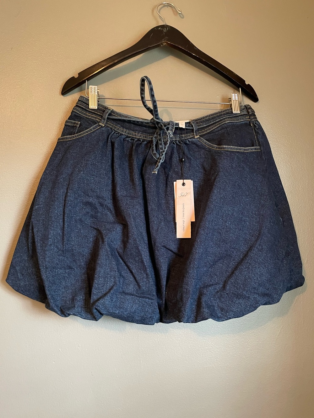 NWT Cinq à Sept Sz 10 Women’s Dark Wash Steph Tie Waist Denim Miniskirt Ret $295